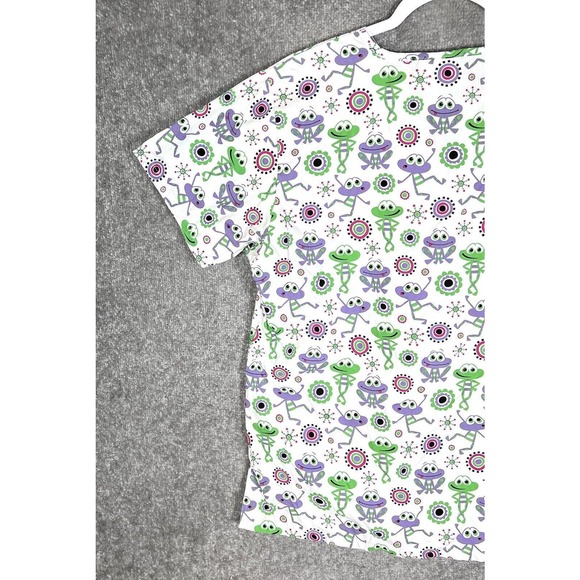 Uniform Advantage UA Silly Frog Scrub Top Womens Size Medium‎ Pockets V-Neck - Picture 10 of 12